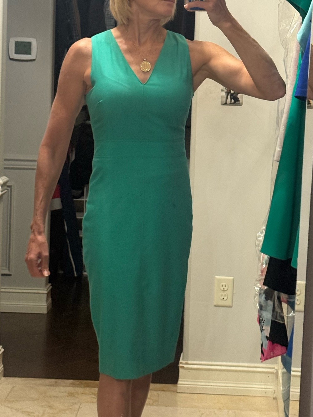 J. Crew Sleeveless V-Neck Midi Dress in Emerald Green